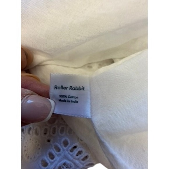 Roller Rabbit Womens White Eyelet Lace Sleeveless Smocked Waist Dress Size M - Picture 10 of 12